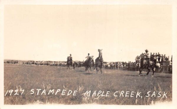 Maple Creek Saskatchewan Canada 1927 Stampede Rodeo Real Photo Postcard AA94870