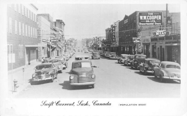 Swift Current Saskatchewan Canada Business Street Scene Real Photo PC AA94874