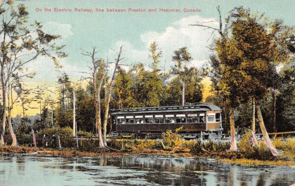 Preston Hespeler Canada Electric Railway Trolley Vintage Postcard AA94880