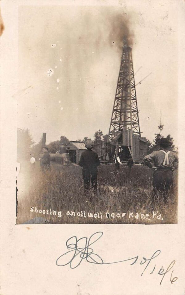 Kane Pennsylvania Shooting an Oil Well Real Photo Vintage Postcard AA94897