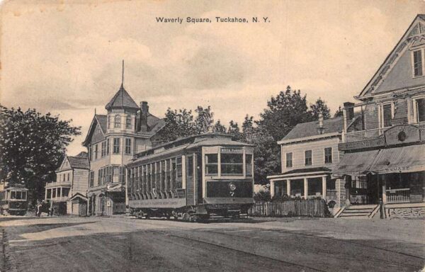 Tuckahoe New York Waverly Square Trolley Vintage Postcard AA94902