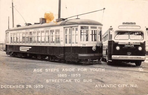 Atlantic City New Jersey 1955 Streetcar to Bus Real Photo Postcard AA94910