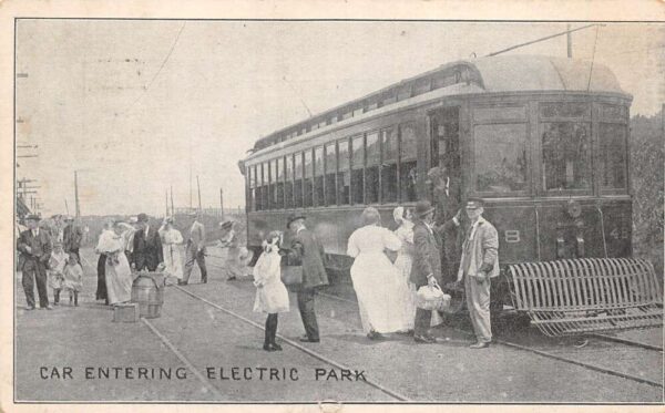 Kinderhook Lake New York Trolley Car Entering Electric Park Postcard AA94915