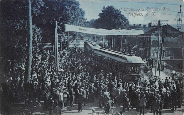 Westfield New York First Chattauqua Traction Car Trolley Postcard AA94919