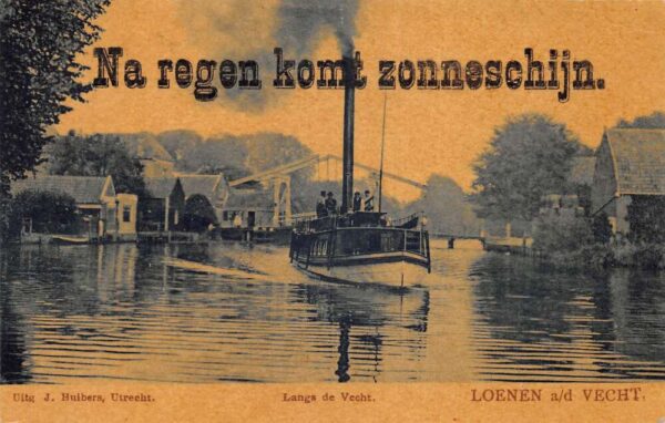 Loenen aan de Vecht Netherlands Steamer Ship in Canal Vintage Postcard AA94928