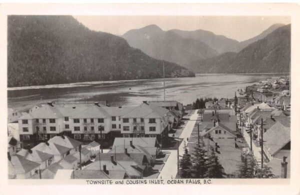 Ocean Falls British Columbia Canada View to Cousins Inlet Real Photo PC AA94930