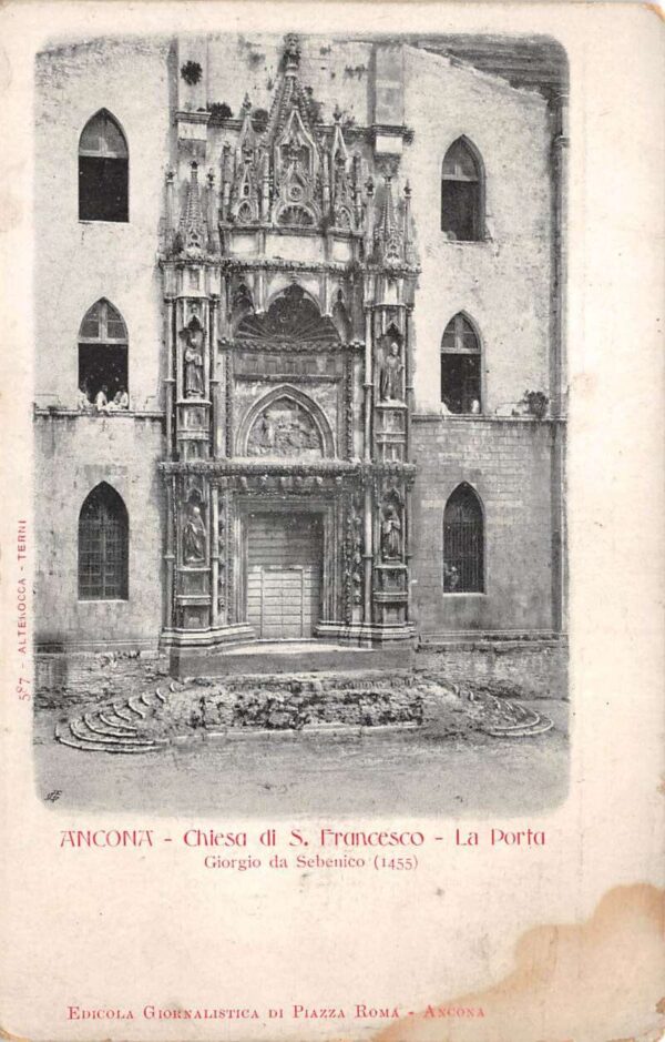 Ancona Italy San Francesco Church Entrance Vintage Postcard AA94943