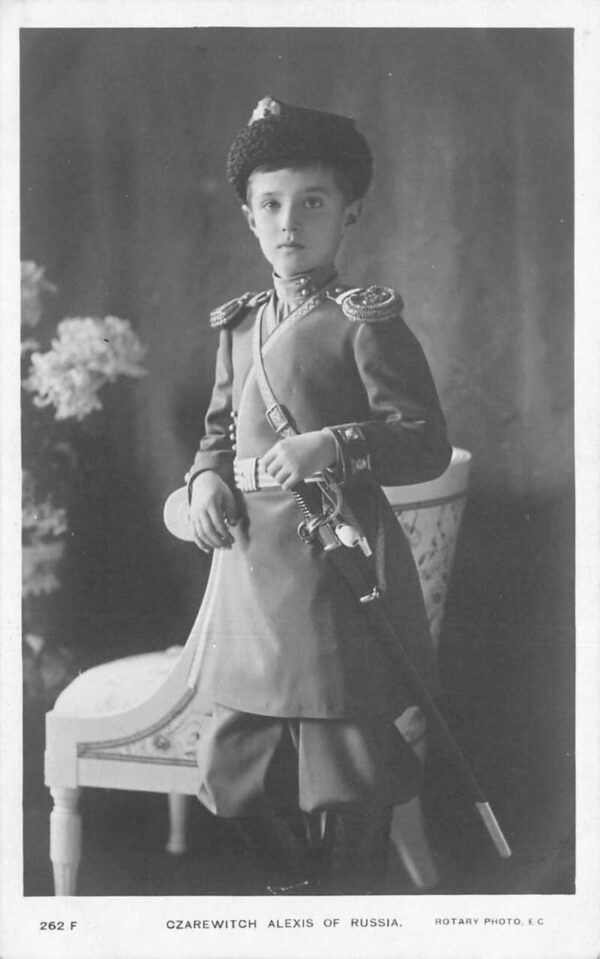 Russia Royalty Romanov Prince Alexei with Sword Real Photo Postcard AA94963