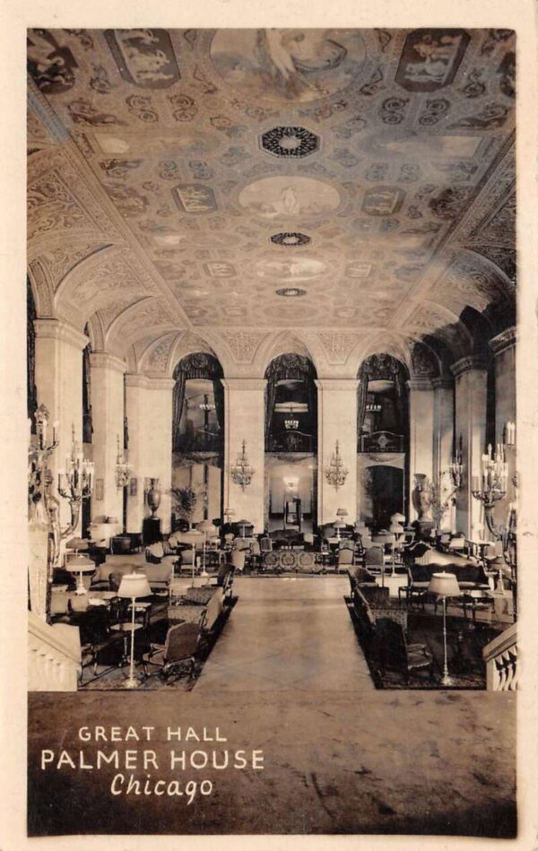 Chicago Illinois Palmer House Great Hall Real Photo Postcard AA94966