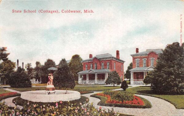 Coldwater Michigan State School Cottages Vintage Postcard AA94968