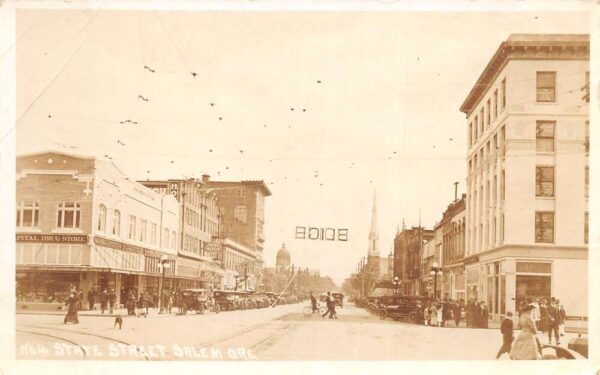 Salem Oregon State Street Drug Store Real Photo Postcard AA94982