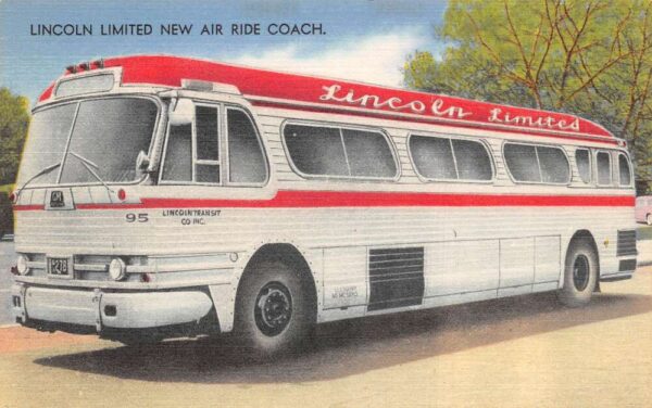 New Jersey Lincoln Limited Air Ride Coach Bus Linen Vintage Postcard AA95432