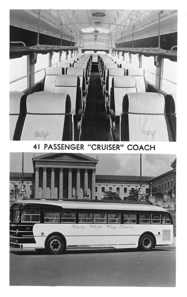 Philadelphia Pennsylvania Merz White Way Tour Bus Real Photo Postcard AA95433