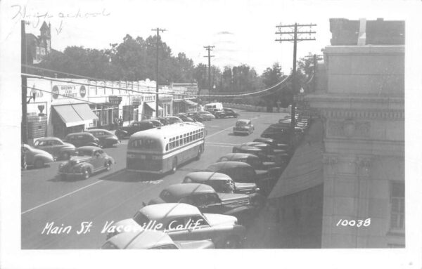 Vacaville California Main Street and Bus Coke Sign Real Photo PC AA95439