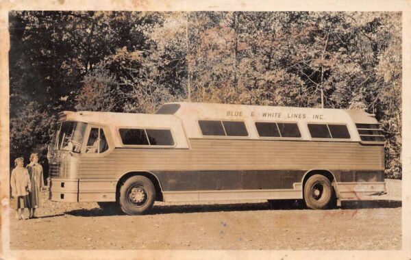 Latham New York Flxible Blue White Line Bus Real Photo Vintage Postcard AA95441