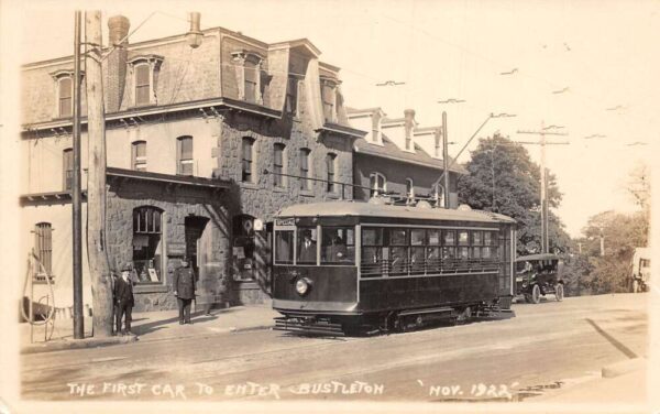 Bustleton Pennsylvania ? First Trolley Car Pharmacy Police Real Photo PC AA95443