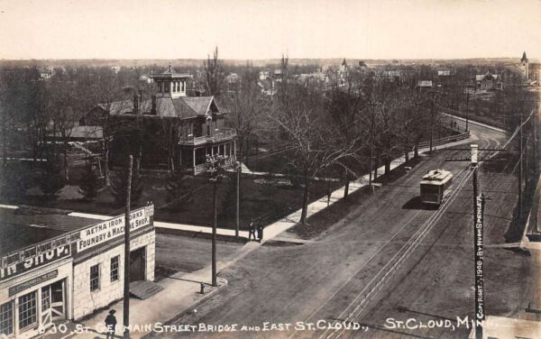 St Cloud Minnesota St Germain Street Iron Works Trolley Real Photo PC AA95451