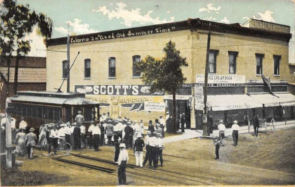 Coloma Michigan General Store Ice Cream Soda Trolley Vintage Postcard AA95471