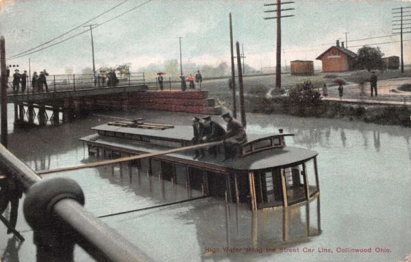 Collinwood Ohio Flood Disaster Trolley Car Vintage Postcard AA95476