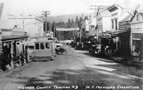 Nevada City California Trolley Car Red Men Pocahontas Real Photo PC AA95478