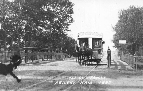 Abilene Kansas Horse Trolley Car Real Photo Vintage Postcard AA95479