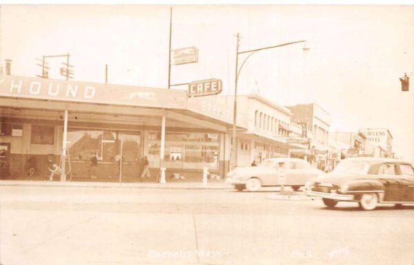 Chehalis Washington Greyhound Depot and Cafe Real Photo Postcard AA95484