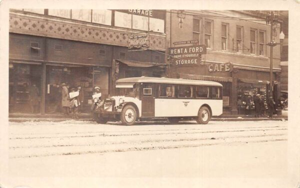 Ford Bus Car Rental Service Newsboys Real Photo Vintage Postcard AA95488