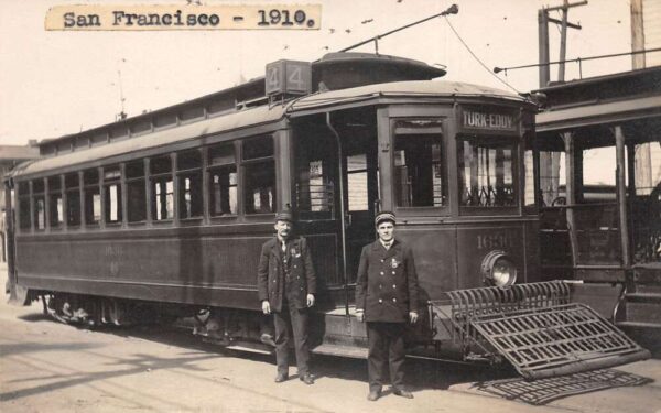 San Francisco California Trolley Street Car and Motormen Real Photo PC AA95493