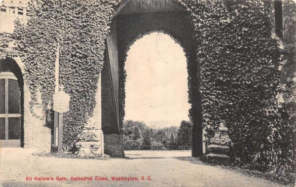 Washington DC Cathedral Close All Hallows Gate Vintage Postcard AA95510