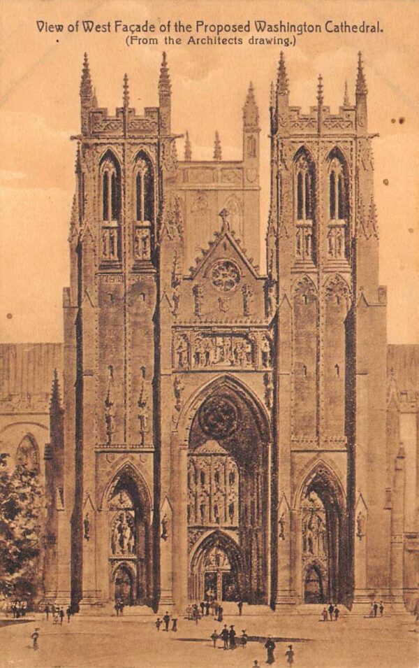 Washington DC Washington Cathedral Proposed West Facade Postcard AA95511