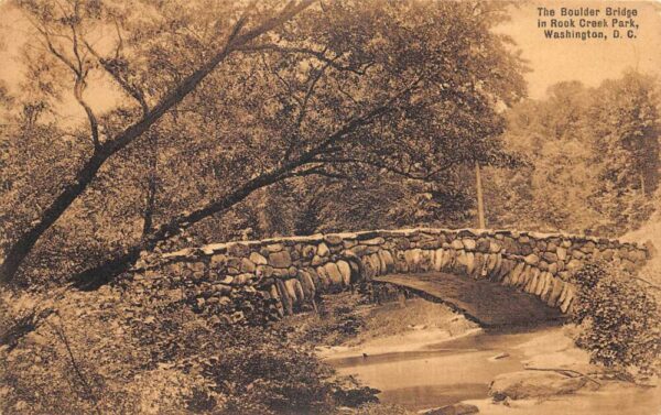 Washington DC Rock Creek Park Boulder Bridge Scenic View Postcard AA95520