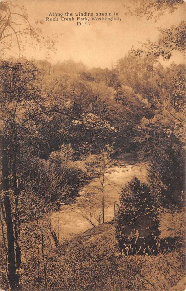 Washington DC Rock Creek Park Winding Stream Scenic View Postcard AA95540