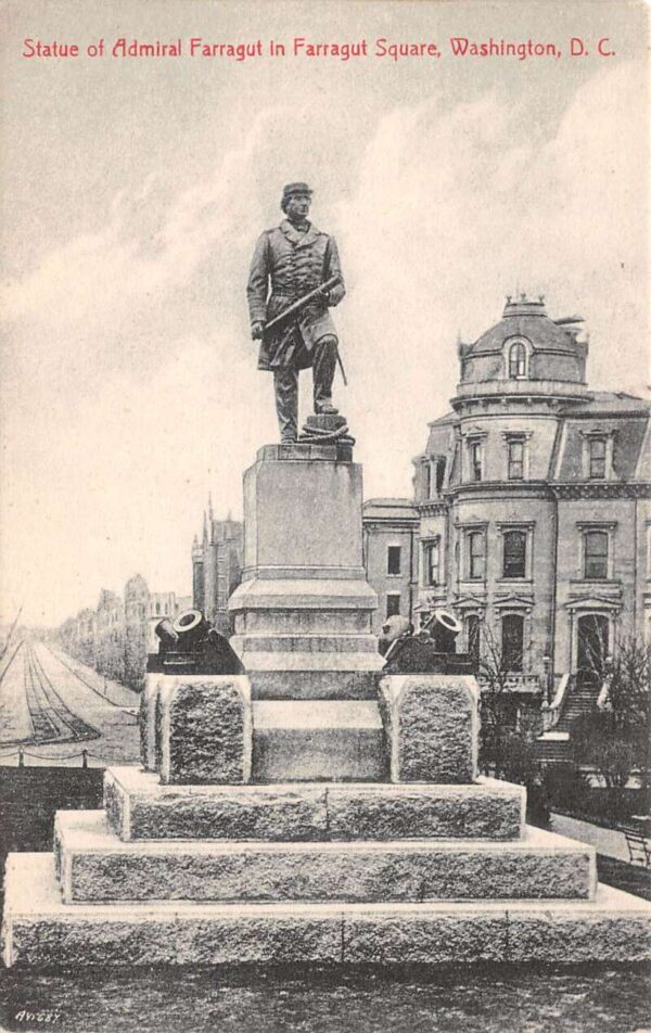 Washington DC Farragut Square Monument Vintage Postcard AA95541