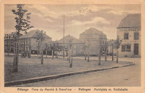 Petange Luxembourg Market and Street Scene Vintage Postcard AA95759