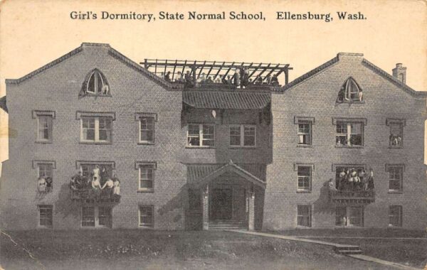 Ellensburg Washington State Normal School Girls Dorm Vintage Postcard AA95775