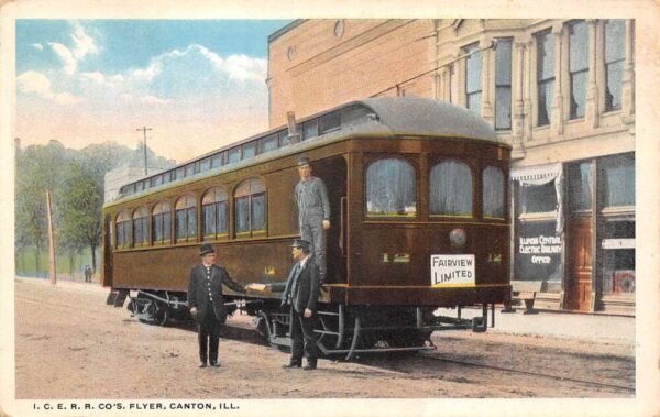 Canton Illinois ICE Railroad Fairview Limited Trolley Vintage Postcard AA95830