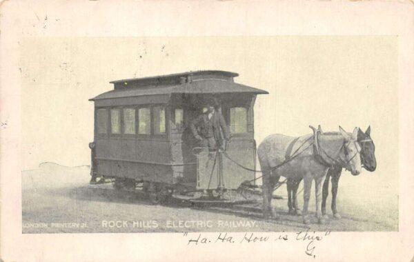 Rock Hill South Carolina Electric Railway Horse Trolley Vintage Postcard AA95831