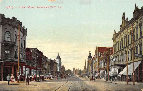 Shreveport Louisiana Texas Street Vintage Postcard AA95842