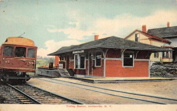 Jordanville New York Trolley Station Vintage Postcard AA95853