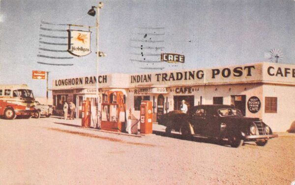 Moriarty New Mexico The Longhorn Ranch Mobilgas Station Vintage Postcard AA95868