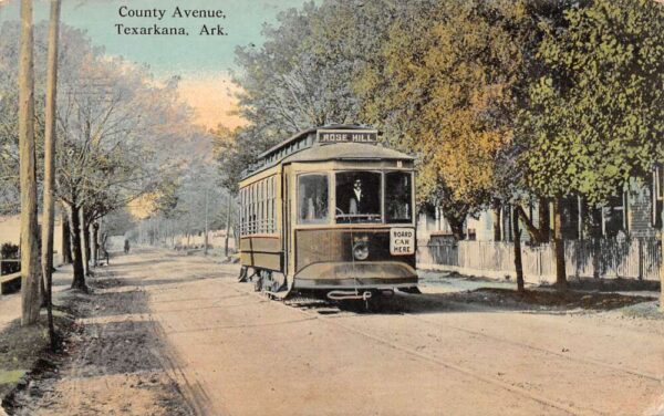 Texarkana Arkansas County Avenue Trolley Vintage Postcard AA95873