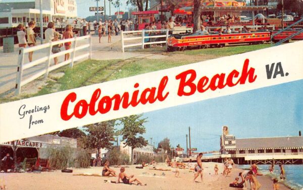 Colonial Beach Virginia Boardwalk and Amusement Section Postcard AA95888