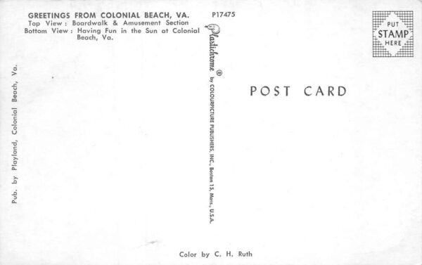 Colonial Beach Virginia Boardwalk and Amusement Section Postcard AA95888 - Image 2