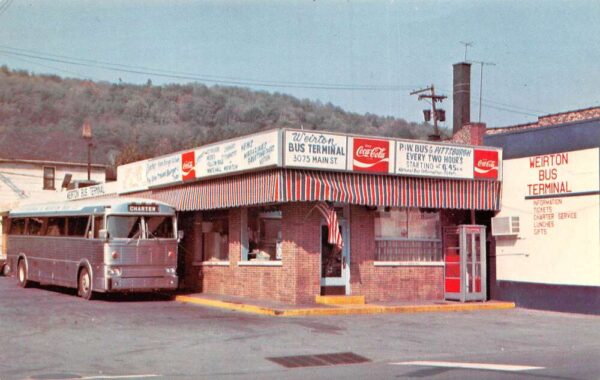 Weirton West Virginia Weirton Bus Terminal Coke Sign Vintage Postcard AA95892