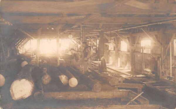 North Anson Maine Lumber Mill Interior Real Photo Vintage Postcard AA95958