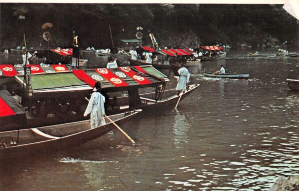 Kyoto Japan Boat Festival Scene Hong Kong Postal Used Vintage Postcard AA95962