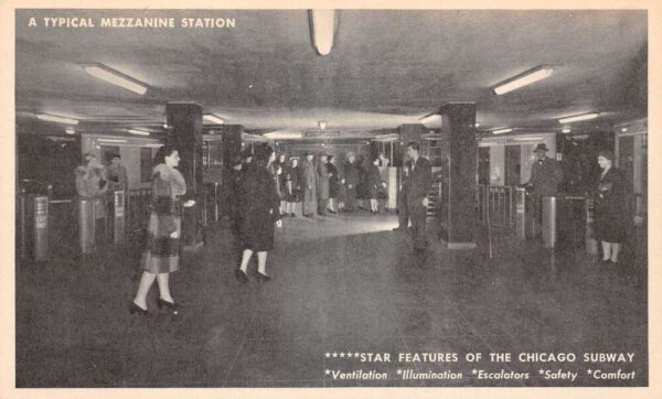 Chicago Illinois Subway Mezzanine Station Interior Postcard AA95966