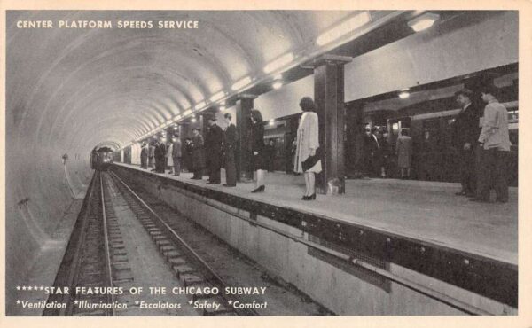 Chicago Illinois Subway Center Platform Vintage Postcard AA95967