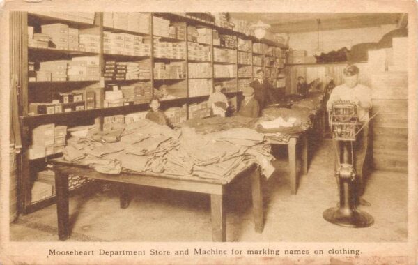 Mooseheart Dept Store Machine for Marking Names on Clothing Postcard AA95970