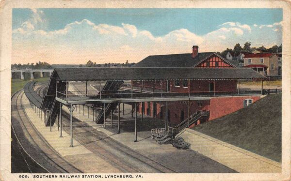 Lynchburg Virginia Southern Railway Station Vintage Postcard AA95977